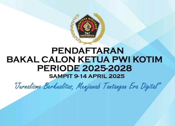 Pamplet pembukaan pendaftaran bakal calon ketua PWI Kotim periode 2025 2028