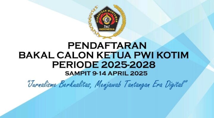 Pamplet pembukaan pendaftaran bakal calon ketua PWI Kotim periode 2025 2028