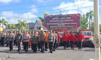 Apel gelar personel dan sarpras dalam rangka kesiapan menghadapi penanggulangan karhutla tahun 2025, Jumat, 16 Mei 2025.