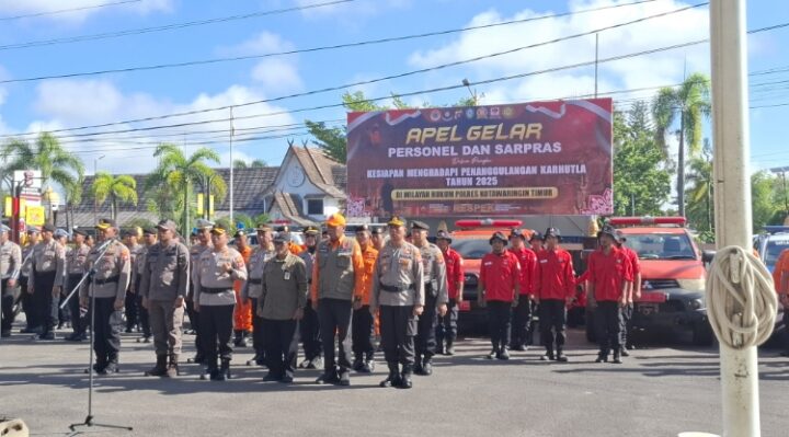 Apel gelar personel dan sarpras dalam rangka kesiapan menghadapi penanggulangan karhutla tahun 2025, Jumat, 16 Mei 2025.