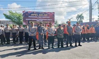 Apel gelar personel dan sarpras dalam rangka kesiapan menghadapi penanggulangan karhutla tahun 2025, umat, 16 Mei 2025.
