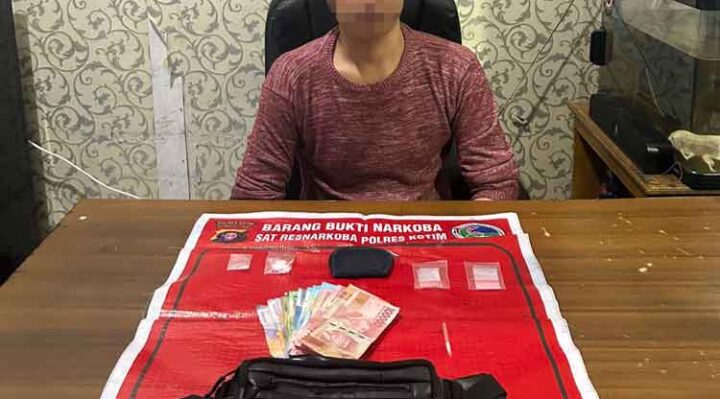 H alias Anjang tersangka kasus narkoba beserta barang bukti ditahan Polres Kotim.
