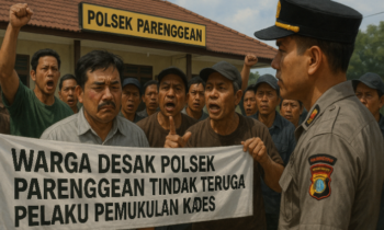 Ilustrasi warga mendesak Polsek Parenggean menangkao pemukul Kades Kabuau.