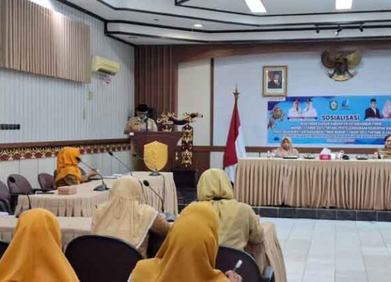 Pj Sekda Kotim Masri dalam Sosialisasi Perda Kabupaten Kotim Nomor tentang penyelenggaraan kearsipan.