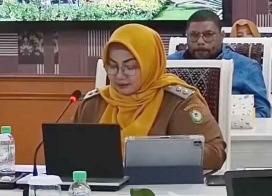 Wakil bupati Kotim Irawati saat menyerahkan proposal sekolah rakyat Kementerian Sosial,Senin, 19 Mei 2025.