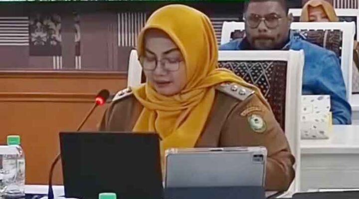Wakil bupati Kotim Irawati saat menyerahkan proposal sekolah rakyat Kementerian Sosial,Senin, 19 Mei 2025.