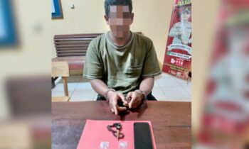 Tersangka kasus narkoba di Desa Pundu bersama barang bukti diamankan Satresnarkoba Polres Kotim