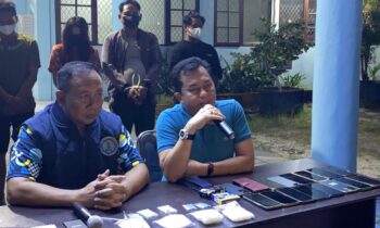 Ketua DPRD Kotim Rimbun, saat menghadiri konferensi pers pengungkapan kasus narkoba lintas provinsi di kantor BNNK Kotim, Rabu malam, 8 Oktober 2025.